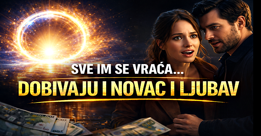 Couple astonished by glowing portal